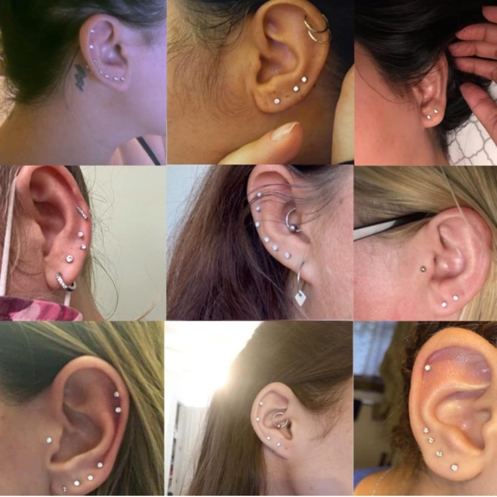 Tiny CZ Black Stud Earrings - Picture 2 of 5